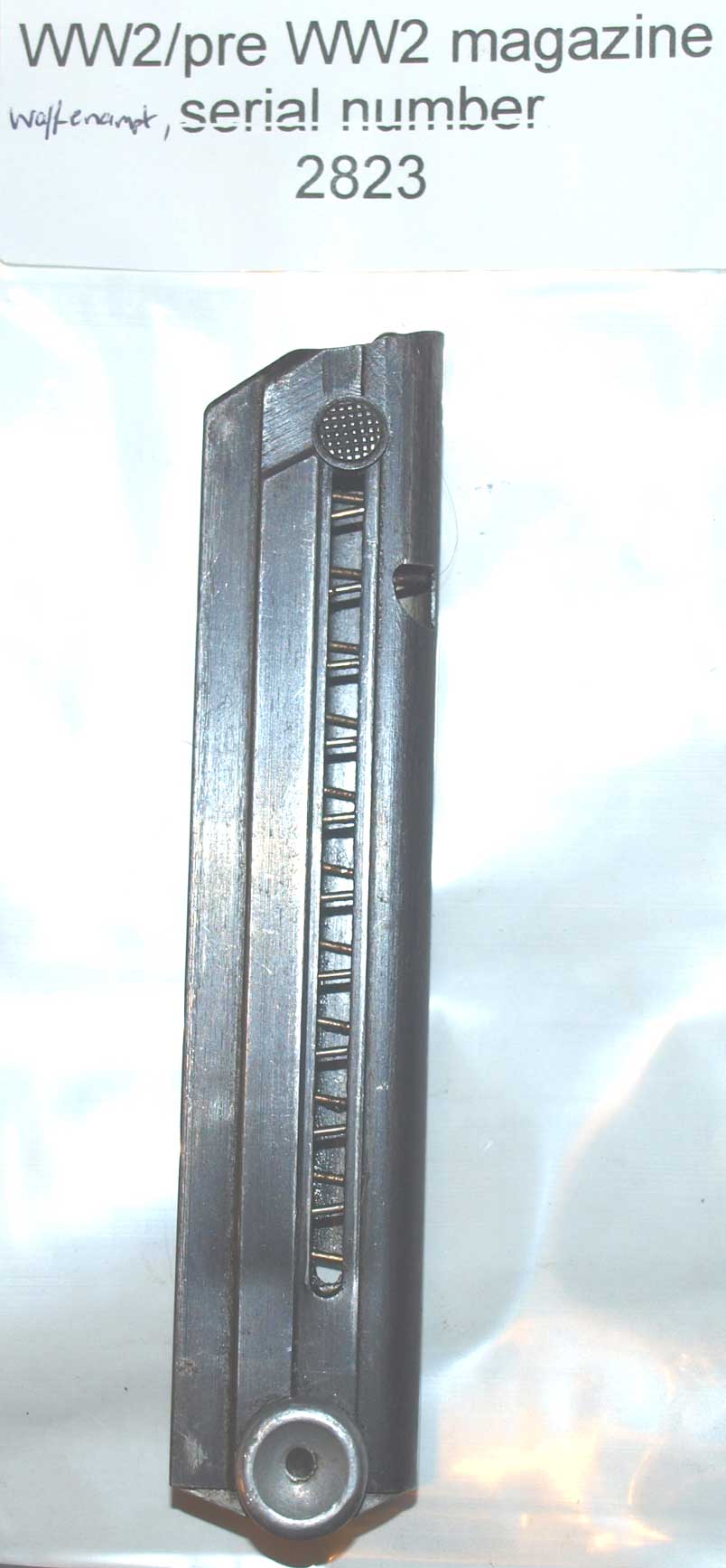 Luger P08 magazine WW2 aluminium base Serial Number 2823