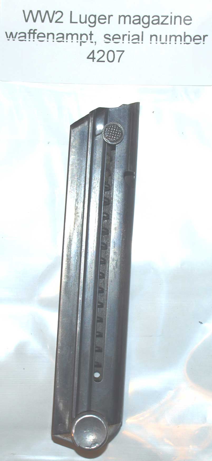 Luger P08 magazine WW2 aluminium base Serial Number 4207